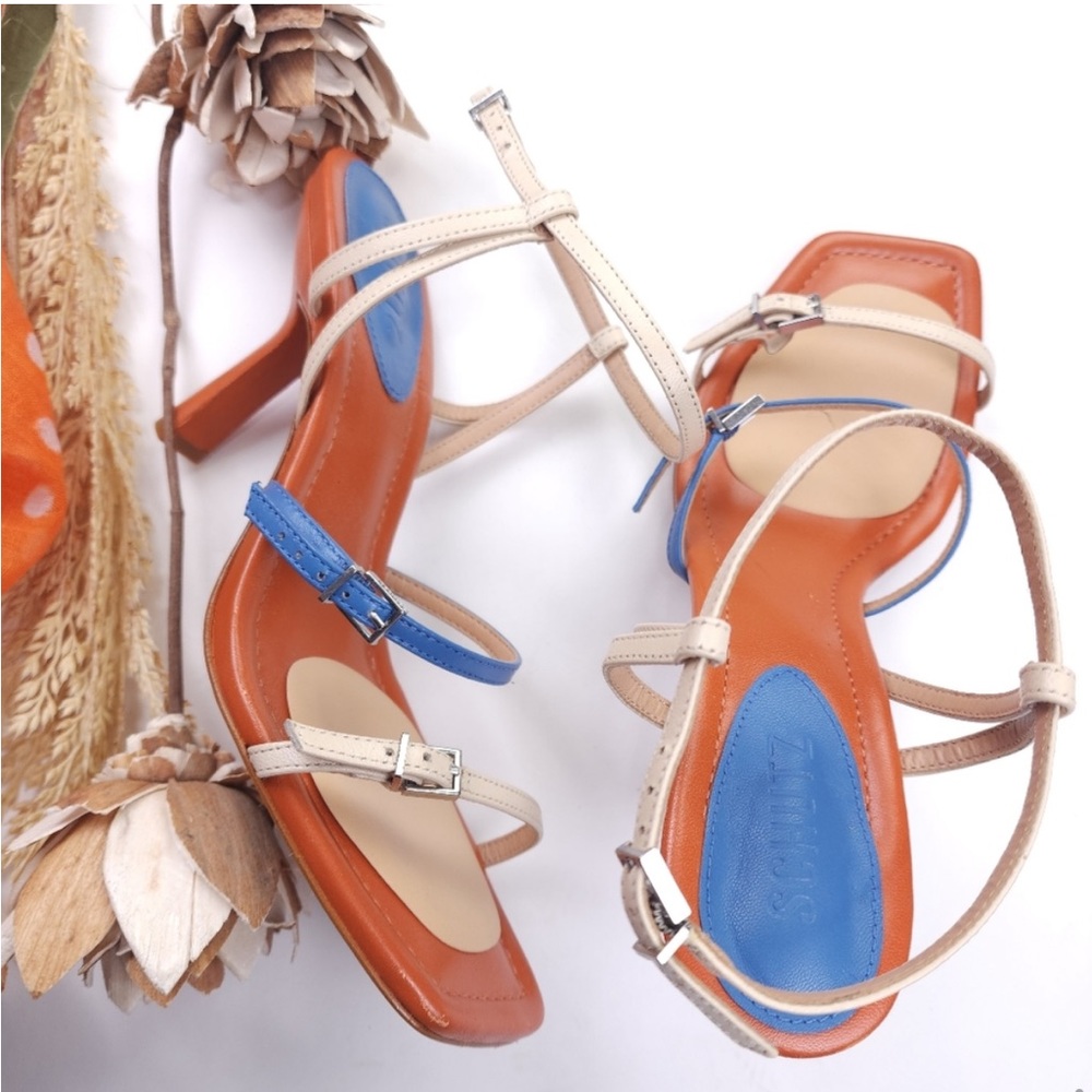 SCHUTZ Multicolored Strappy Sandal Heels Sz 9.5 B